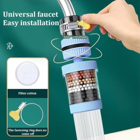 6 Layer 360 Degree Rotate Water Filter Faucet Water Purifier Nozzle Coconut Charcoal Medical Stone Kitchen Accessories Home Water Filter - 1pcs