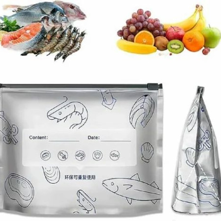 Aluminum Foil Food Bag Reusable Fresh-keeping Zip Lock Freezer Bag --12pcs( 10pcs Big/2pcs Medium)